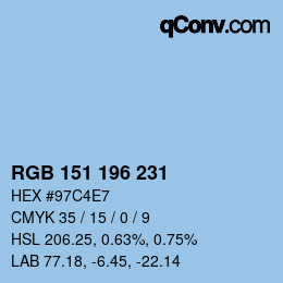 Color code: RGB 151 196 231 | qconv.com