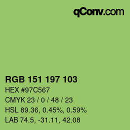 Color code: RGB 151 197 103 | qconv.com