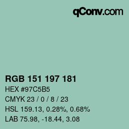カラーコード: RGB 151 197 181 | qconv.com