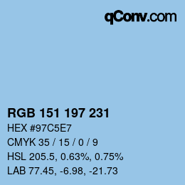 Color code: RGB 151 197 231 | qconv.com