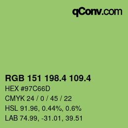 カラーコード: RGB 151 198.4 109.4 | qconv.com