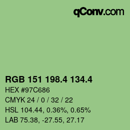 カラーコード: RGB 151 198.4 134.4 | qconv.com