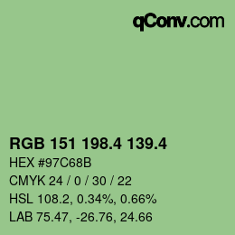 カラーコード: RGB 151 198.4 139.4 | qconv.com