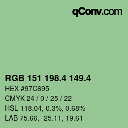 カラーコード: RGB 151 198.4 149.4 | qconv.com