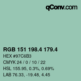 カラーコード: RGB 151 198.4 179.4 | qconv.com