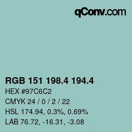 カラーコード: RGB 151 198.4 194.4 | qconv.com