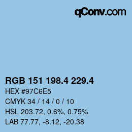 カラーコード: RGB 151 198.4 229.4 | qconv.com