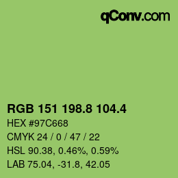 カラーコード: RGB 151 198.8 104.4 | qconv.com