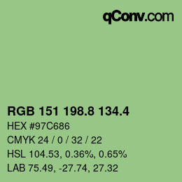 カラーコード: RGB 151 198.8 134.4 | qconv.com