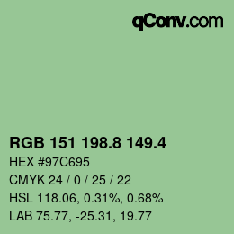 カラーコード: RGB 151 198.8 149.4 | qconv.com
