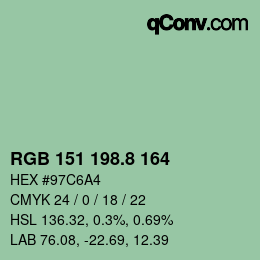 カラーコード: RGB 151 198.8 164 | qconv.com