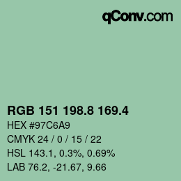 カラーコード: RGB 151 198.8 169.4 | qconv.com