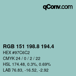 カラーコード: RGB 151 198.8 194.4 | qconv.com