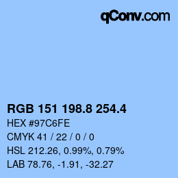 カラーコード: RGB 151 198.8 254.4 | qconv.com