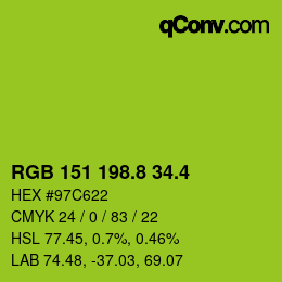 カラーコード: RGB 151 198.8 34.4 | qconv.com