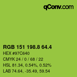 カラーコード: RGB 151 198.8 64.4 | qconv.com
