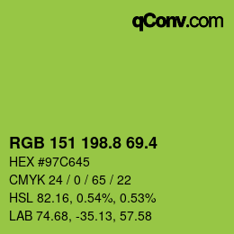 カラーコード: RGB 151 198.8 69.4 | qconv.com