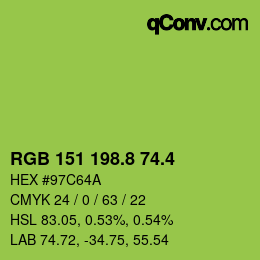 カラーコード: RGB 151 198.8 74.4 | qconv.com