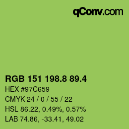 カラーコード: RGB 151 198.8 89.4 | qconv.com