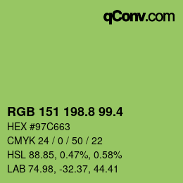 カラーコード: RGB 151 198.8 99.4 | qconv.com
