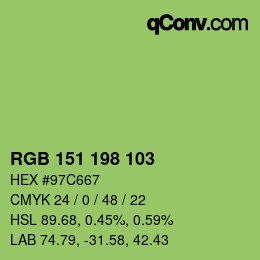 Color code: RGB 151 198 103 | qconv.com