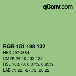 Color code: RGB 151 198 132 | qconv.com