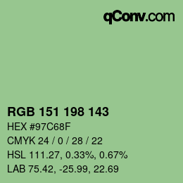 Color code: RGB 151 198 143 | qconv.com