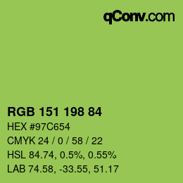 Color code: RGB 151 198 84 | qconv.com