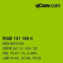 Color code: RGB 151 199 0 | qconv.com