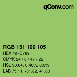 カラーコード: RGB 151 199 105 | qconv.com