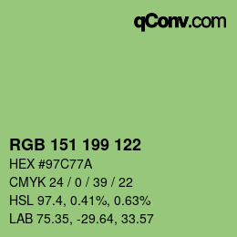 Color code: RGB 151 199 122 | qconv.com