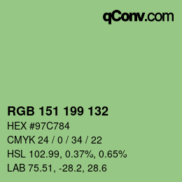 カラーコード: RGB 151 199 132 | qconv.com
