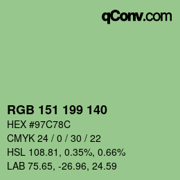 Color code: RGB 151 199 140 | qconv.com