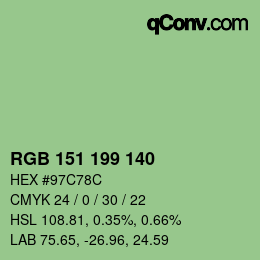 Color code: RGB 151 199 140 | qconv.com