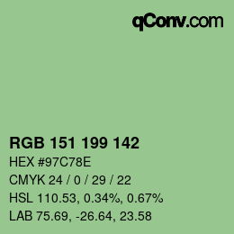Color code: RGB 151 199 142 | qconv.com