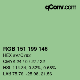 Color code: RGB 151 199 146 | qconv.com