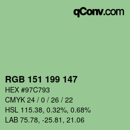 Color code: RGB 151 199 147 | qconv.com