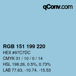 Color code: RGB 151 199 220 | qconv.com