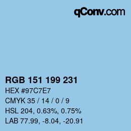 カラーコード: RGB 151 199 231 | qconv.com