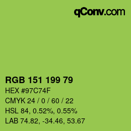 Color code: RGB 151 199 79 | qconv.com