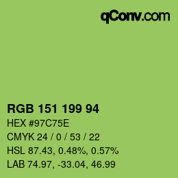 Color code: RGB 151 199 94 | qconv.com