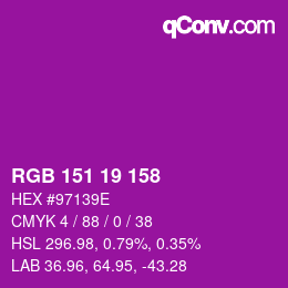 Color code: RGB 151 19 158 | qconv.com