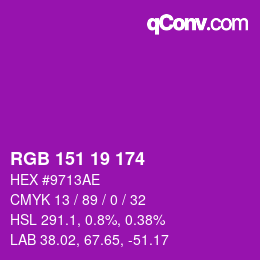 Color code: RGB 151 19 174 | qconv.com