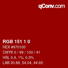 Color code: RGB 151 1 0 | qconv.com