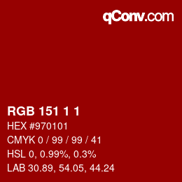 カラーコード: RGB 151 1 1 | qconv.com