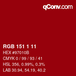 Color code: RGB 151 1 11 | qconv.com