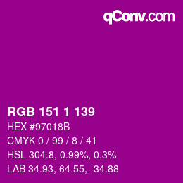 Color code: RGB 151 1 139 | qconv.com