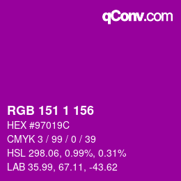 Color code: RGB 151 1 156 | qconv.com