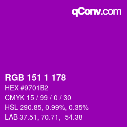 Color code: RGB 151 1 178 | qconv.com