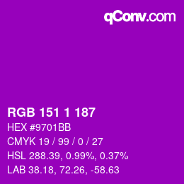Color code: RGB 151 1 187 | qconv.com